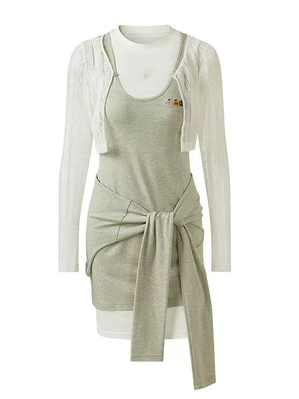 Fake Two-piece Slim Waist Splicing One-piece