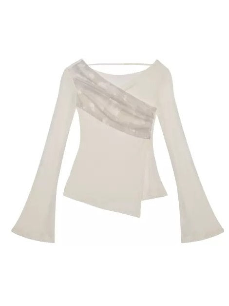 Cross V-Neck Irregular Knitted Bottoming Shirt