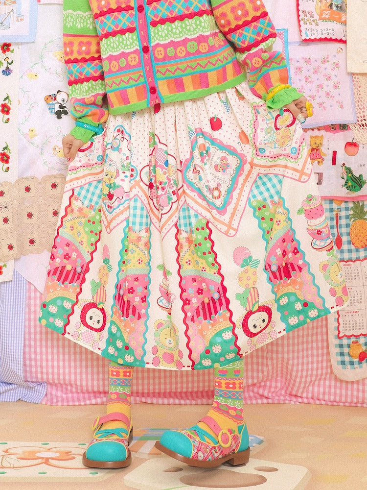 Handkerchief Print Gather Skirt