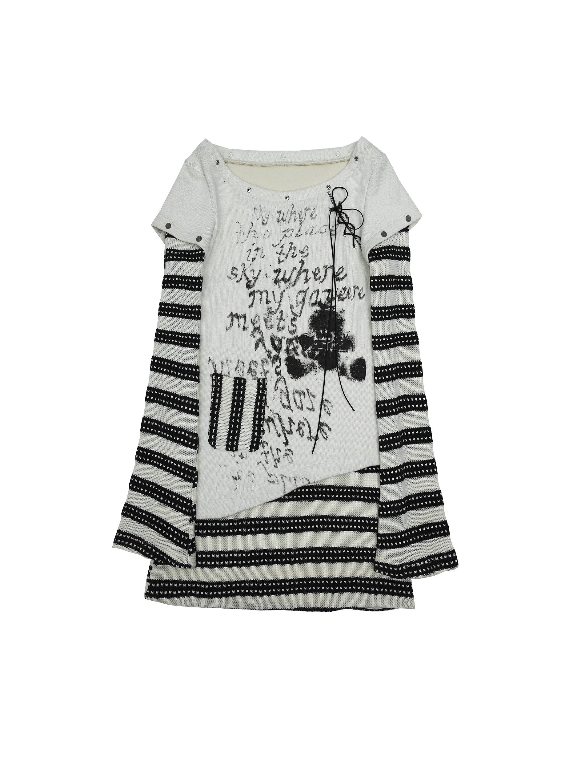 펑크 스 플라이 싱 스트라이프 프린트 긴팔 티셔츠