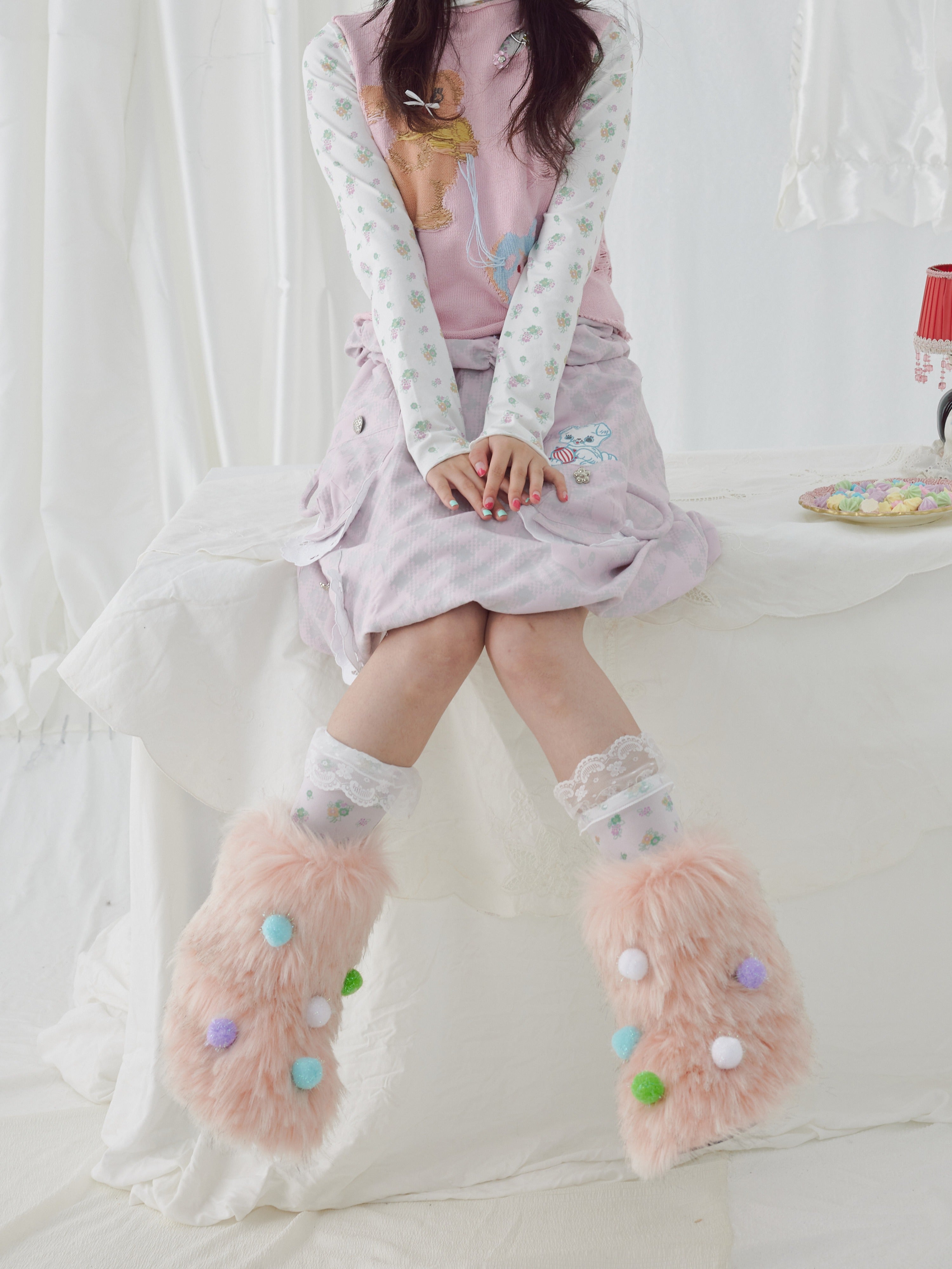 Floral Printed Lace Mid-calf Socks