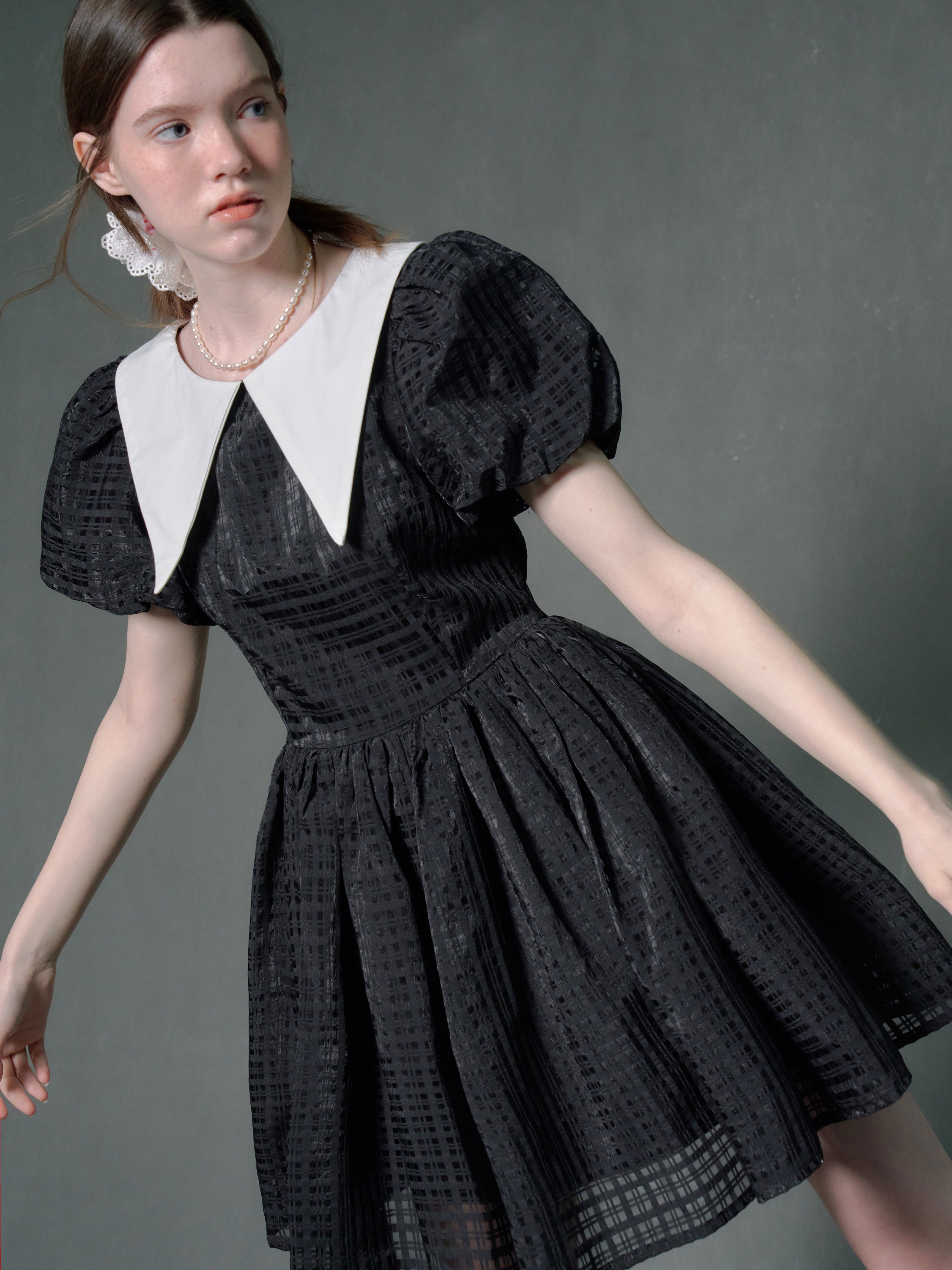 Puff Sleeve Big Collar Doll Dress