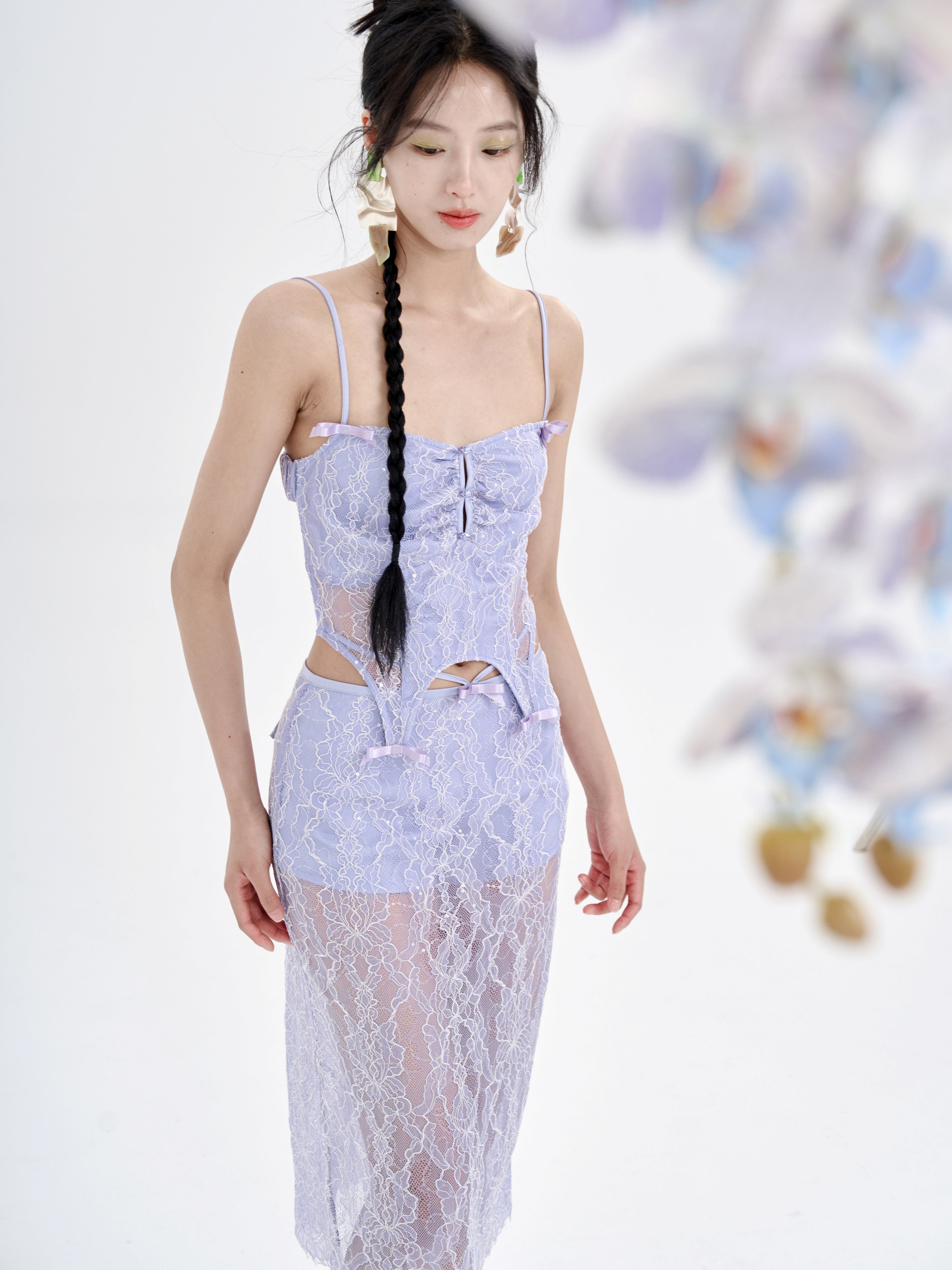 Lace Camisole & Low Waist Lace Skirt