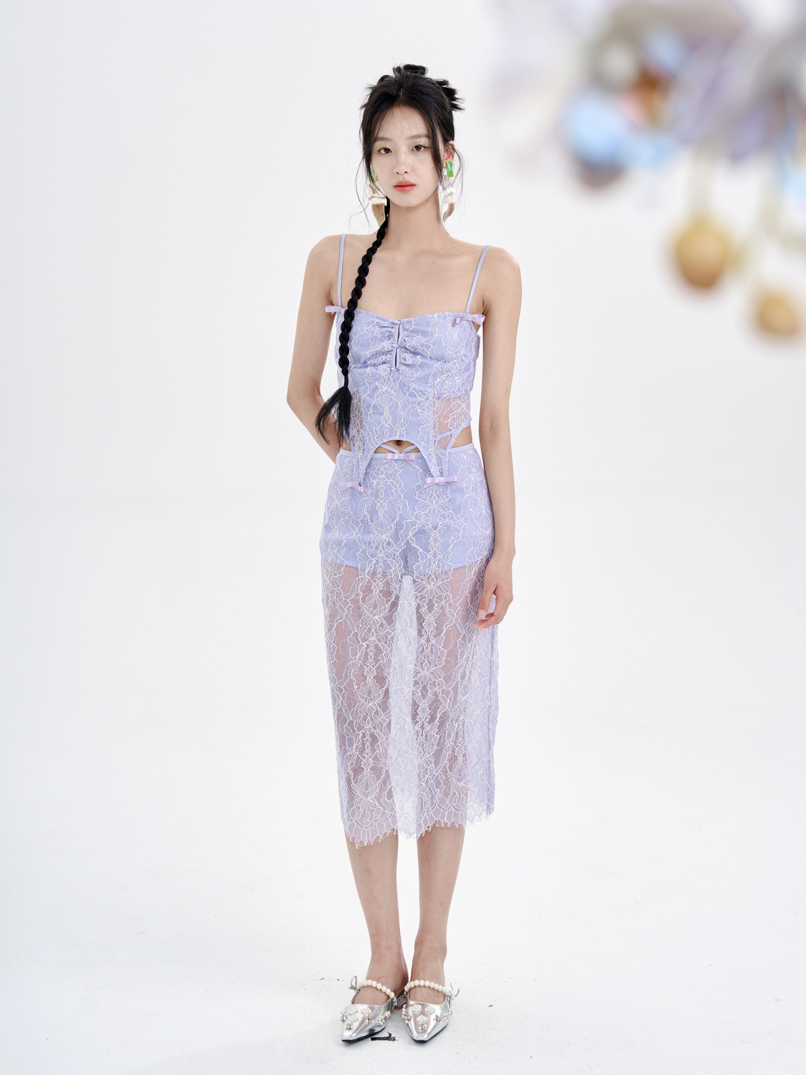 Lace Camisole & Low Waist Lace Skirt