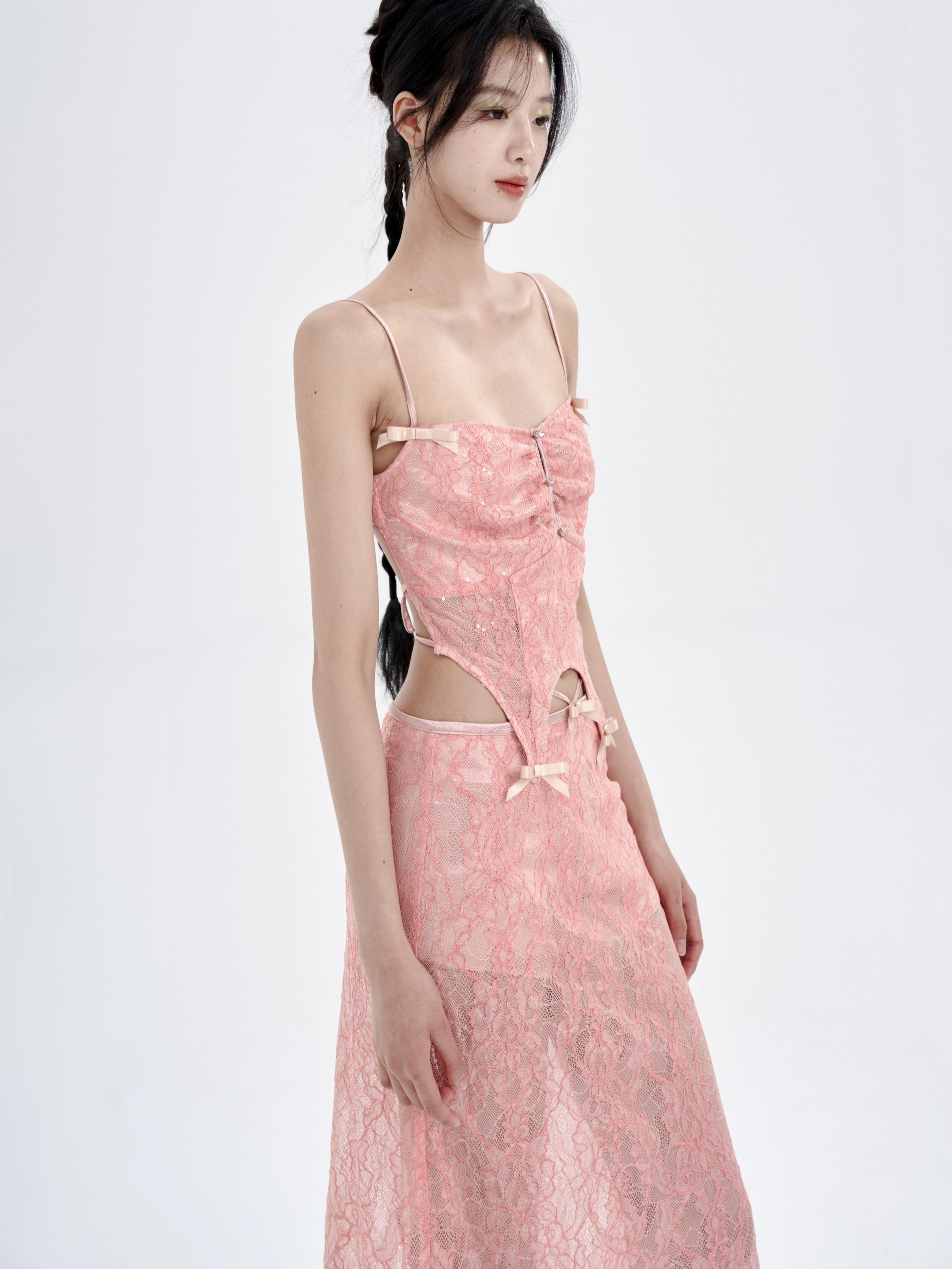 Lace Irregular Hem Camisole & Low Waist Skirt