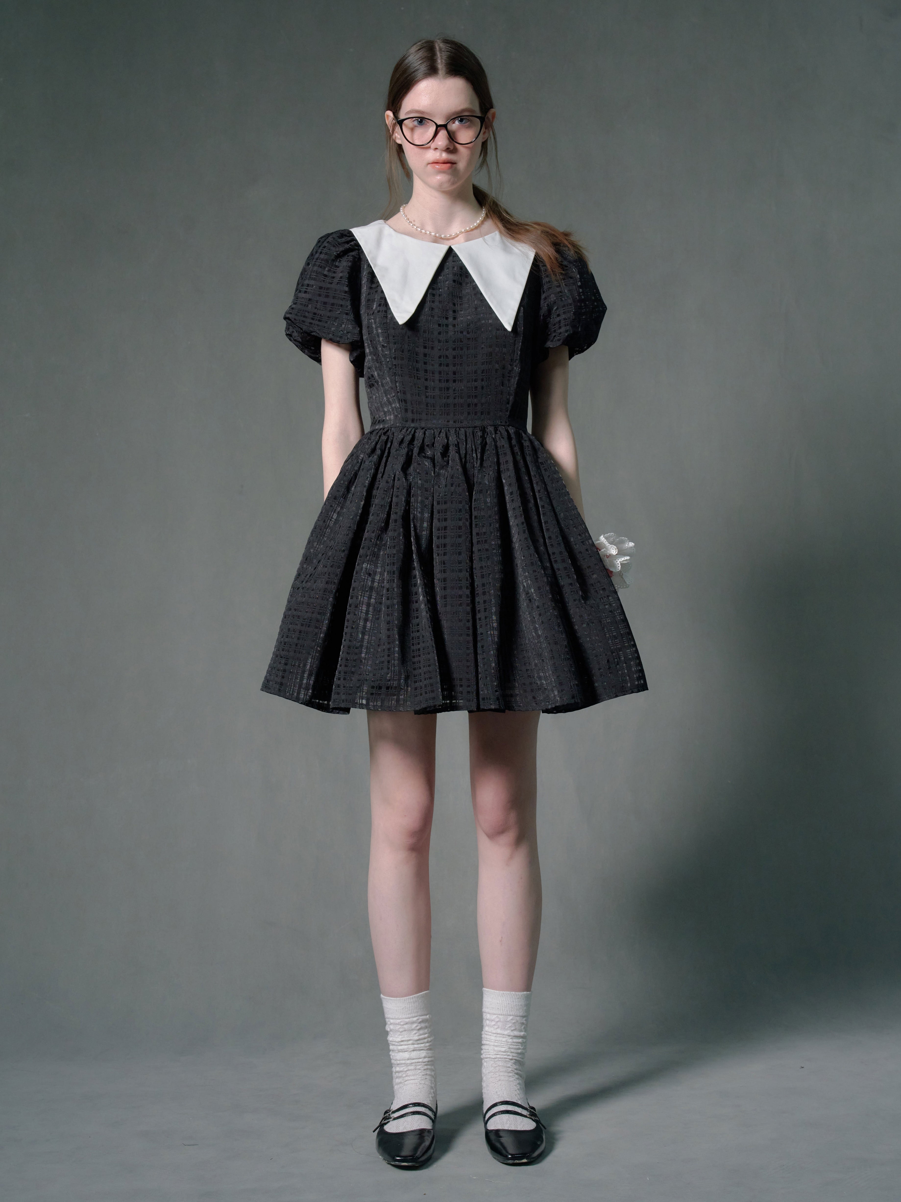 Puff Sleeve Big Collar Doll Dress