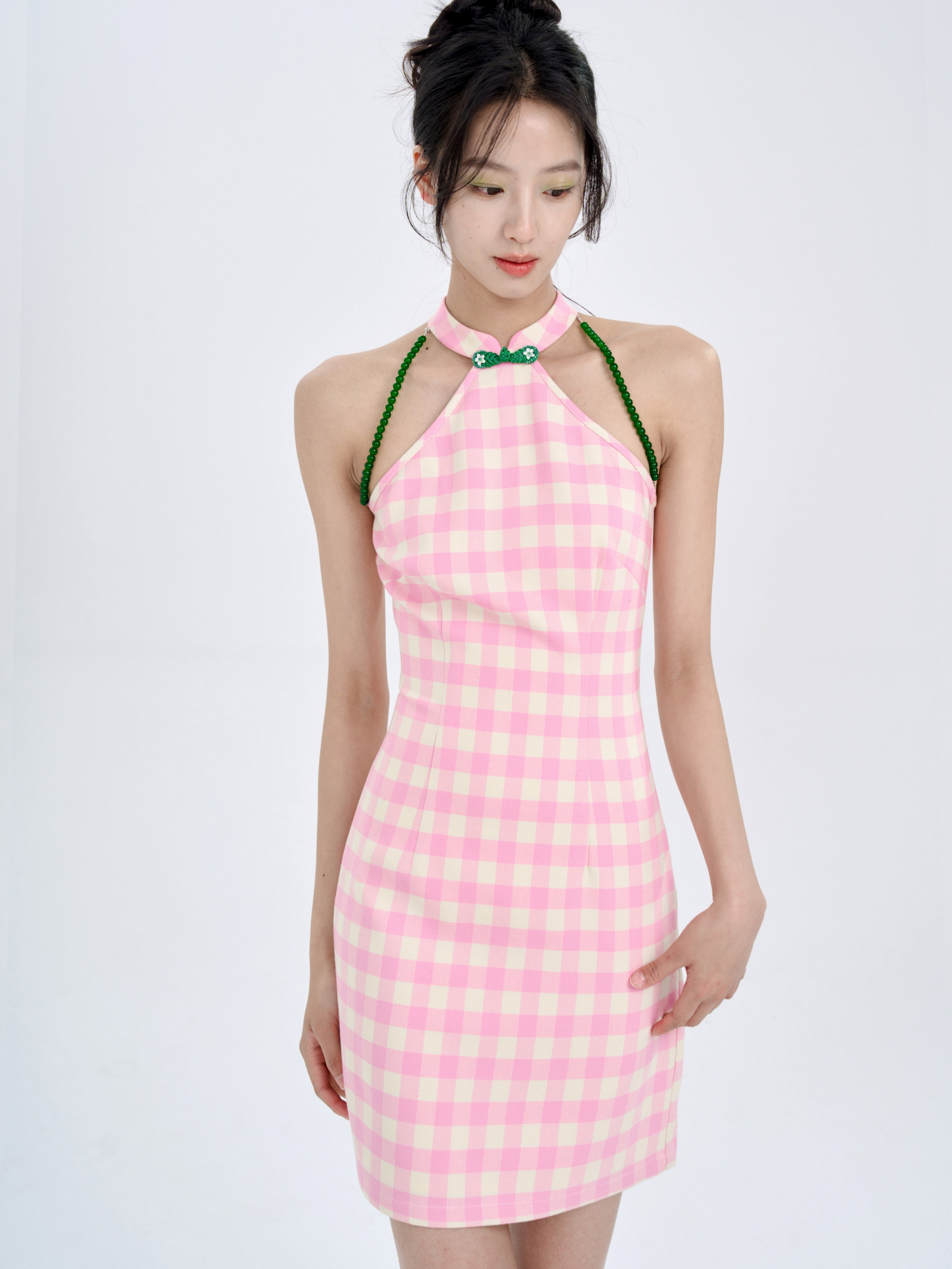 Chinese Style Plaid American Sleeve Dress