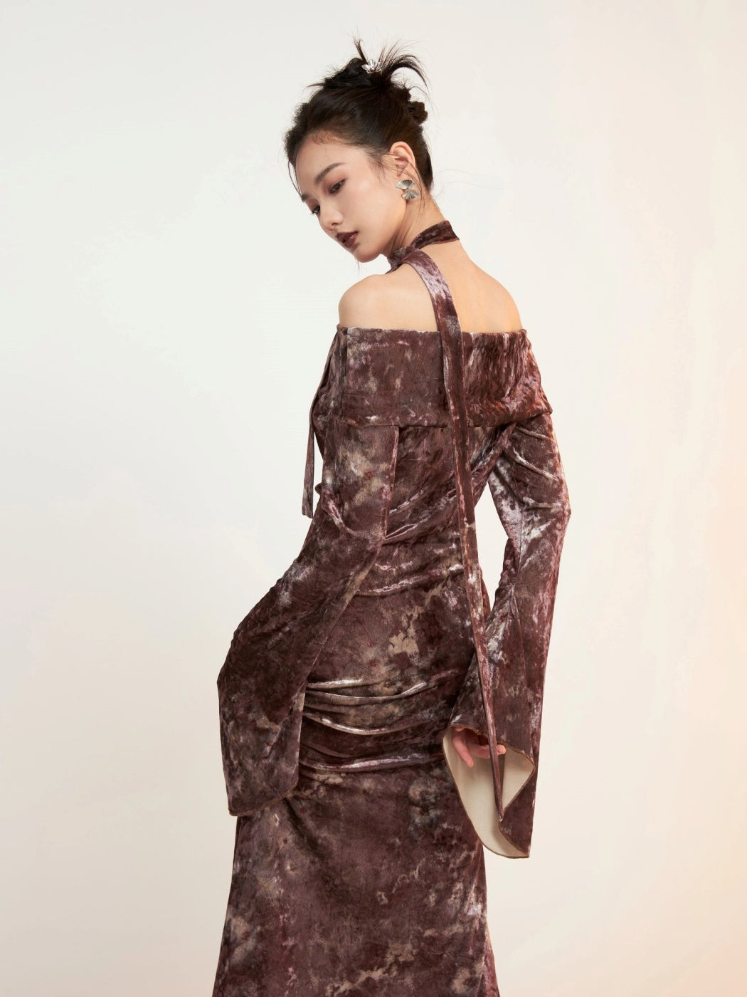 Robe sirène imprimée en velours