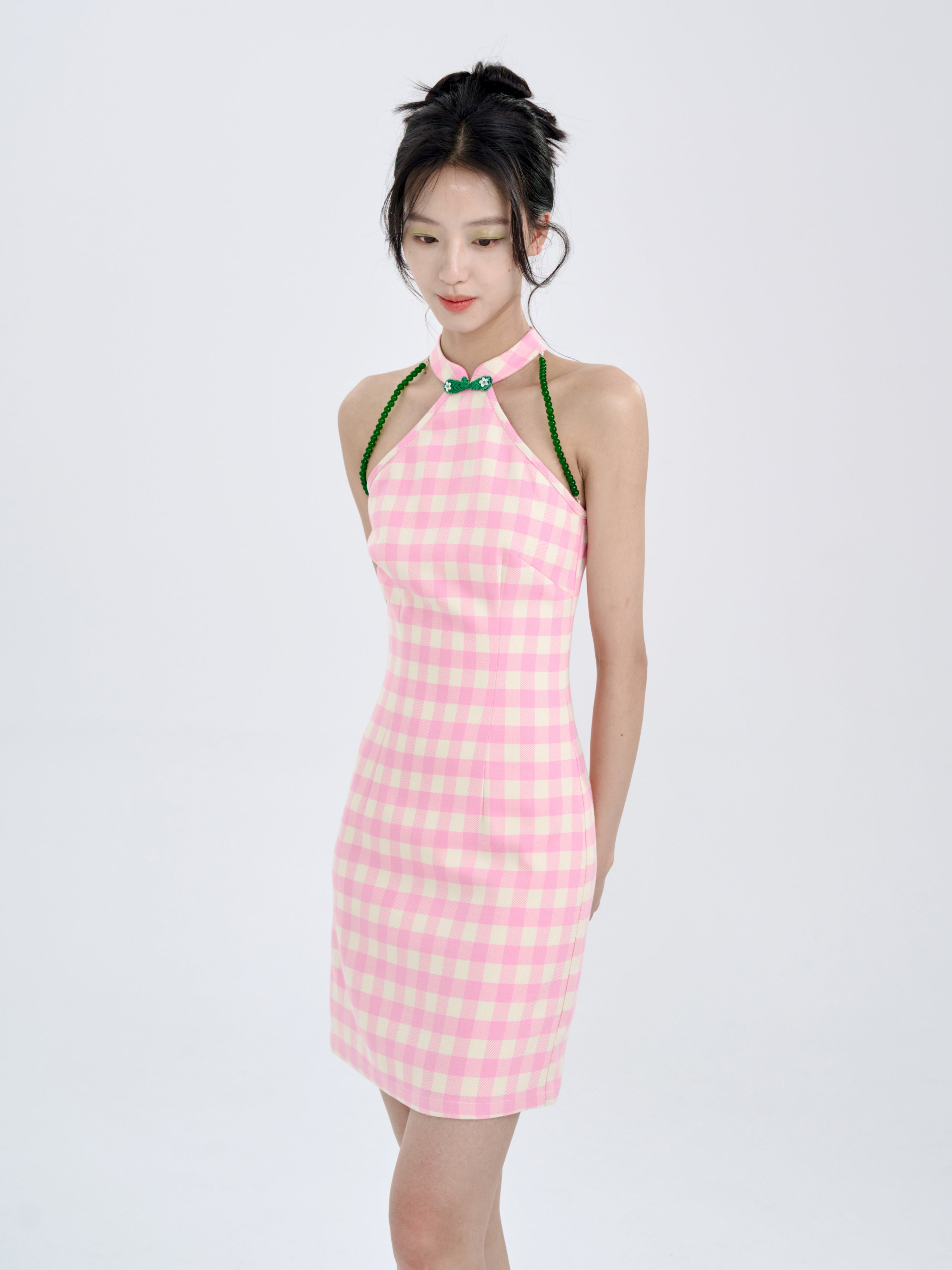 Chinese Style Plaid American Sleeve Dress