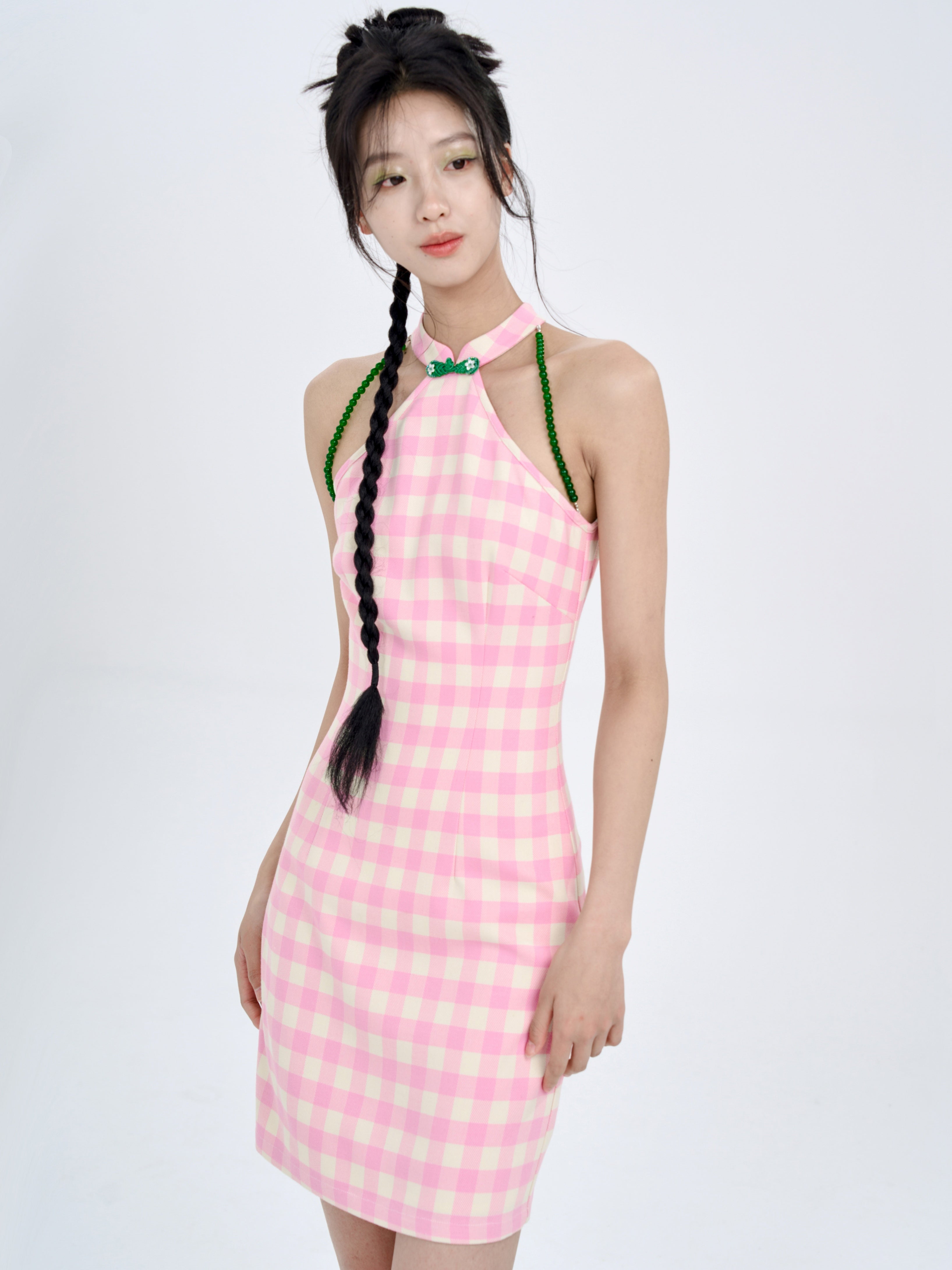 Chinese Style Plaid American Sleeve Dress