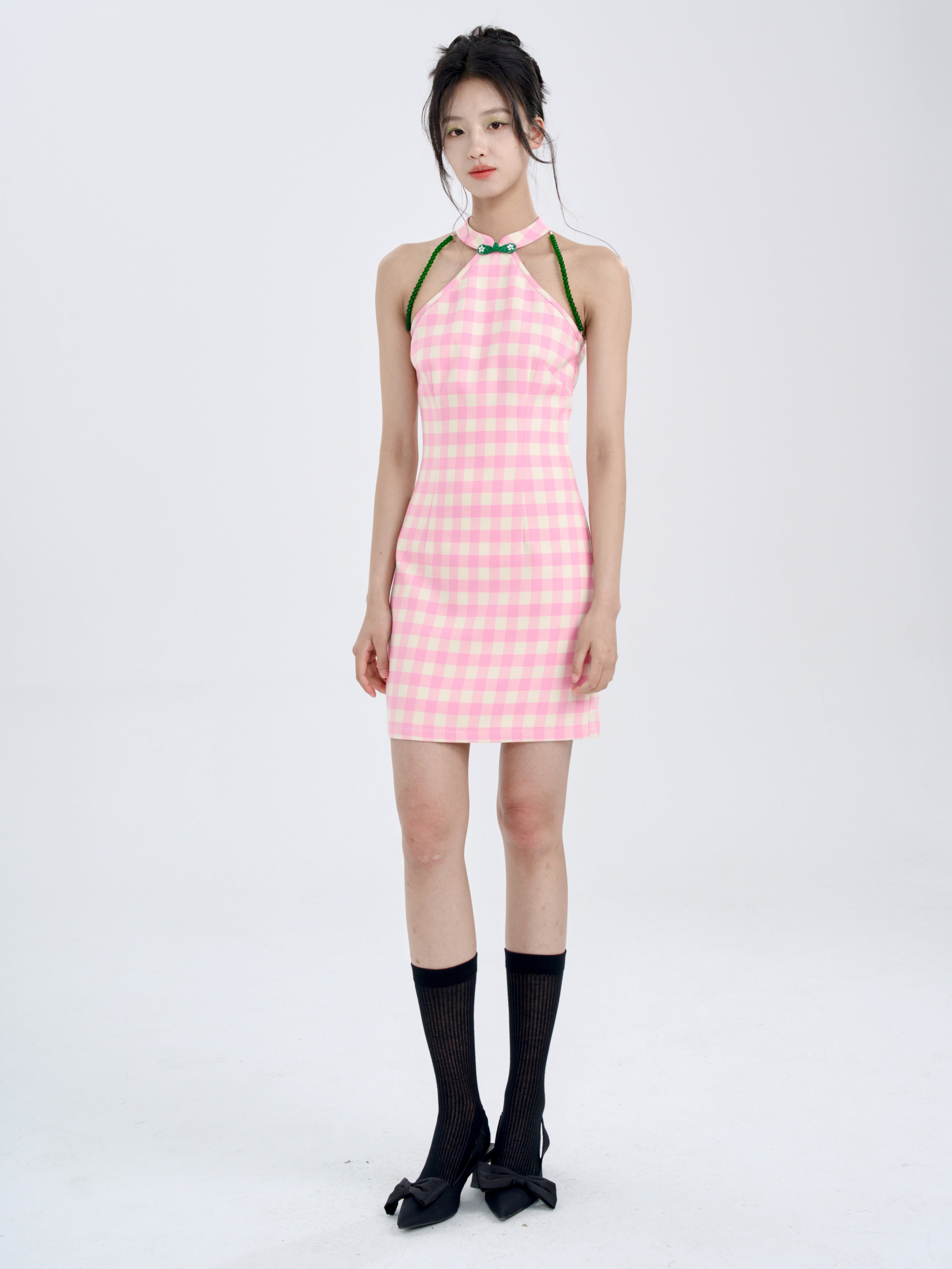 Chinese Style Plaid American Sleeve Dress
