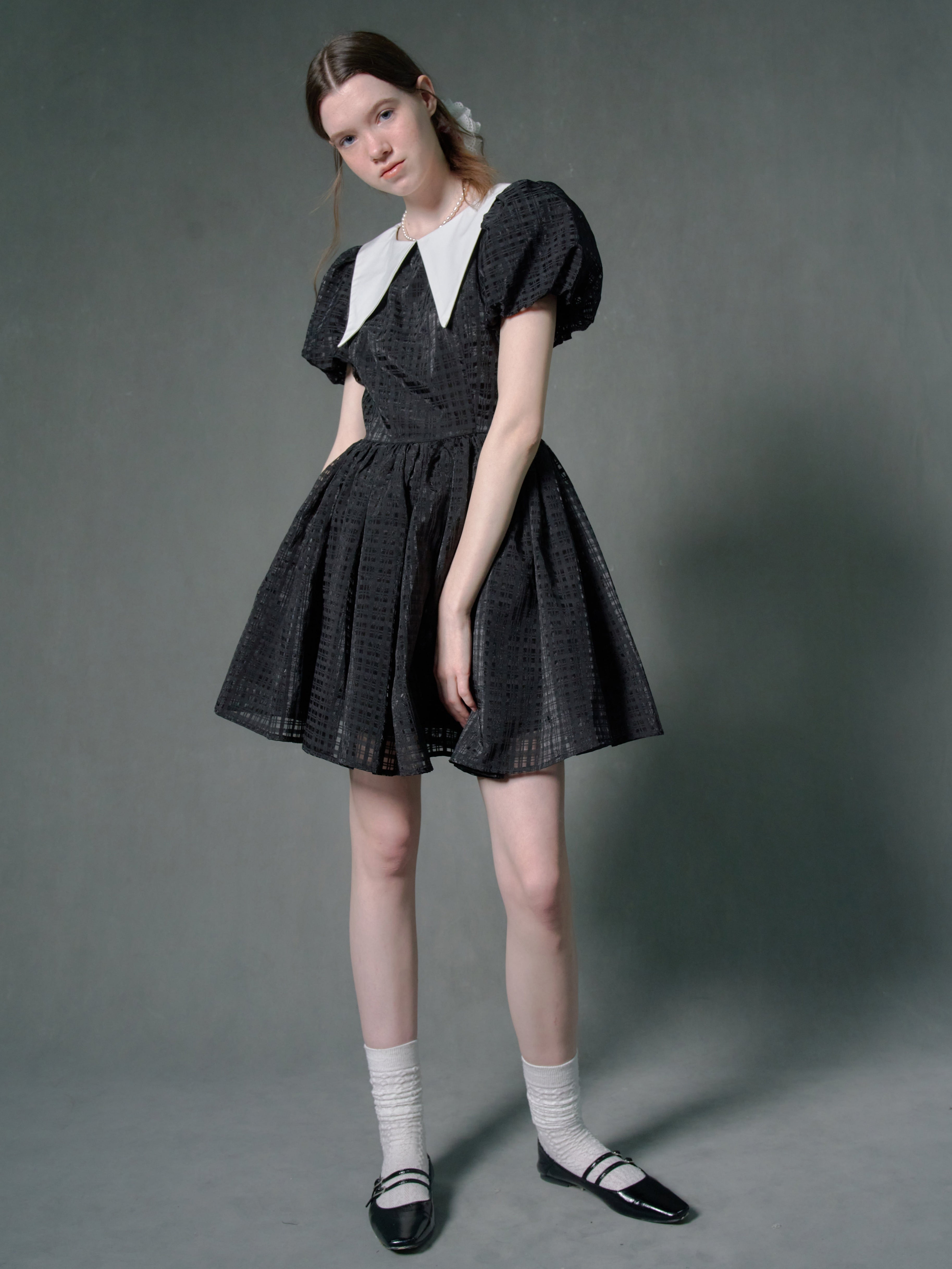 Puff Sleeve Big Collar Doll Dress