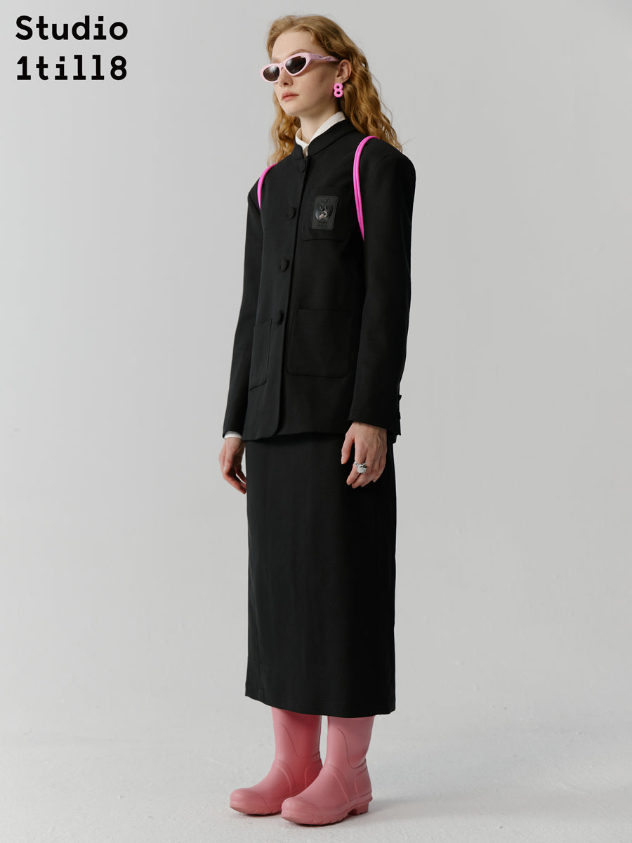 SIMPLE SUIT JACKET & LONG-SKIRT