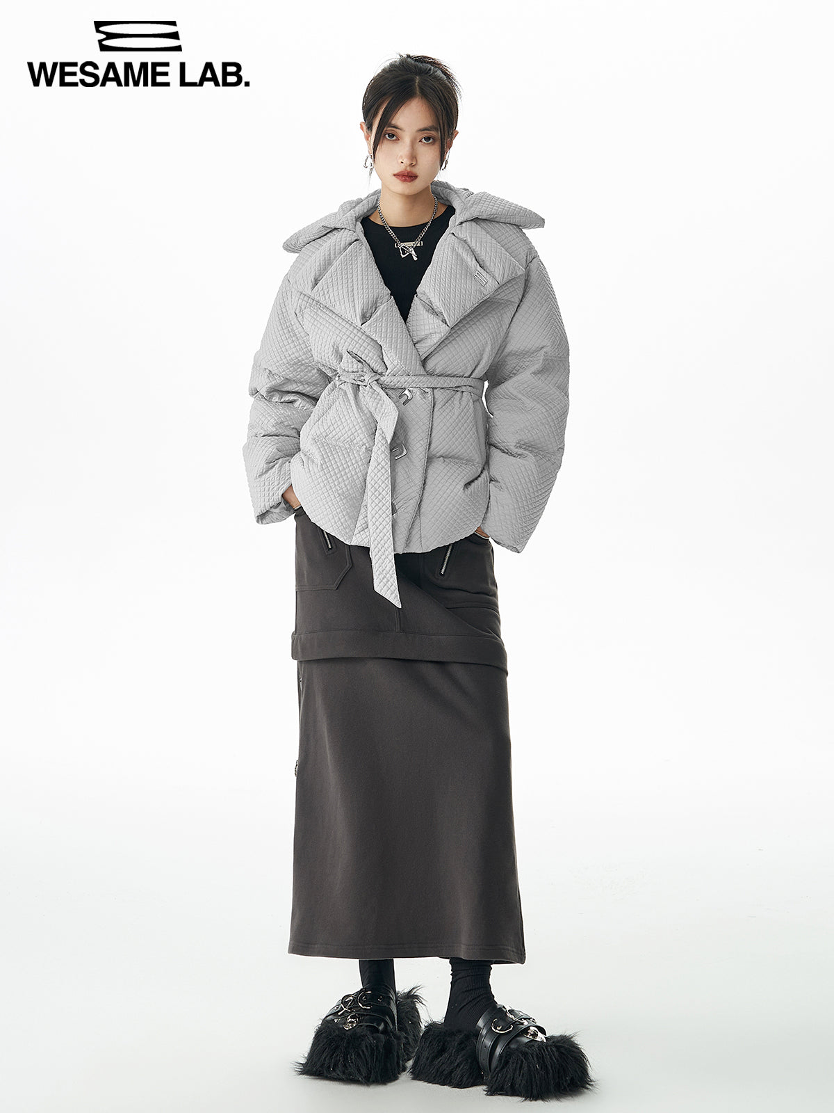 Stickst Stickränder kurzer Down-Jacket