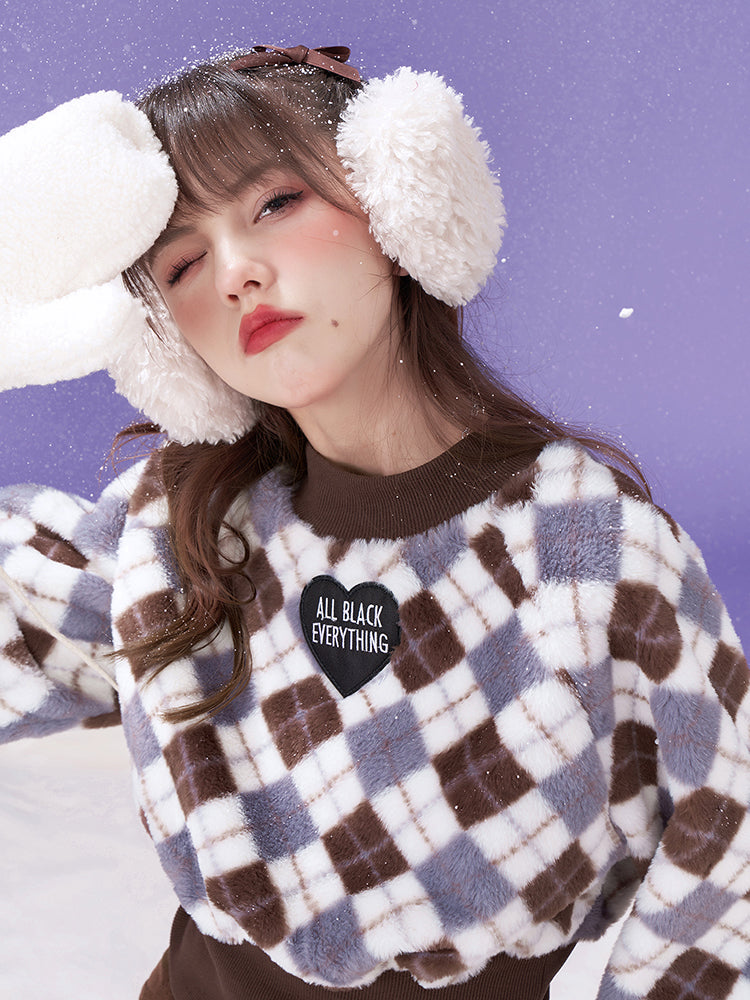 Argyle Retro Boa Pullover