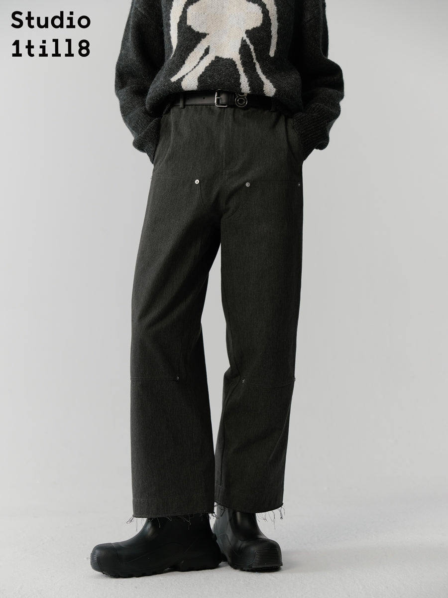 Wide Cropped Casual Faded Cut-Off Patns