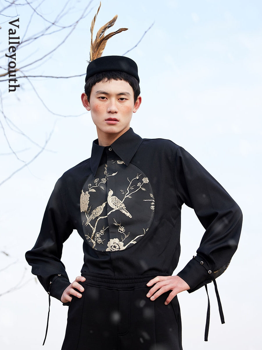 Embroidery CHINA maocollar Retro Tops