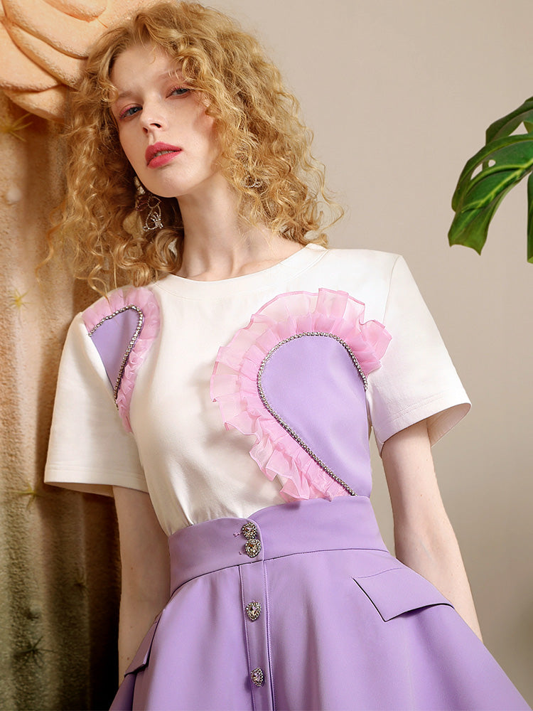 Girly Spitzenrumpfschicht Sute Retro T-Shirt & Rock