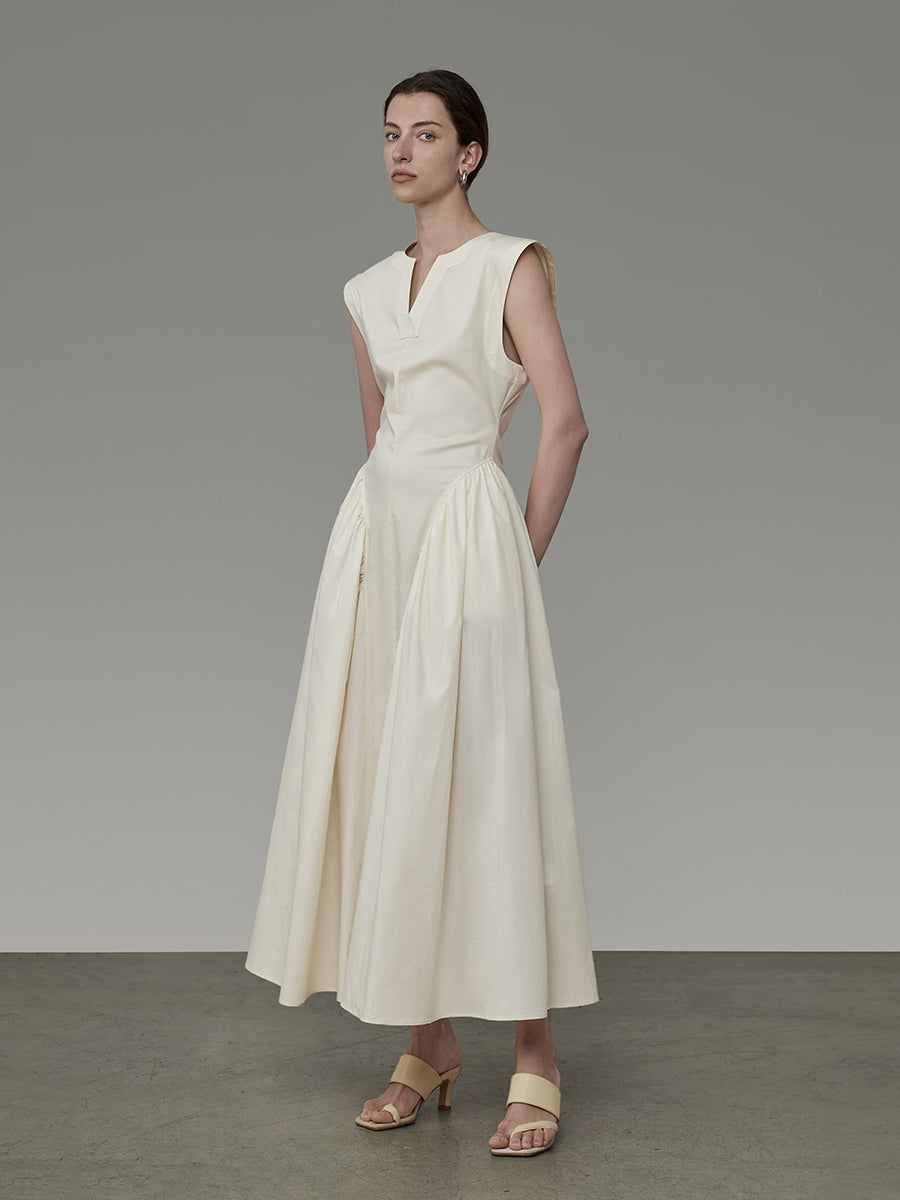 Flare Classy Chic Sleeveress V-Cut Long-ONE-PIECE