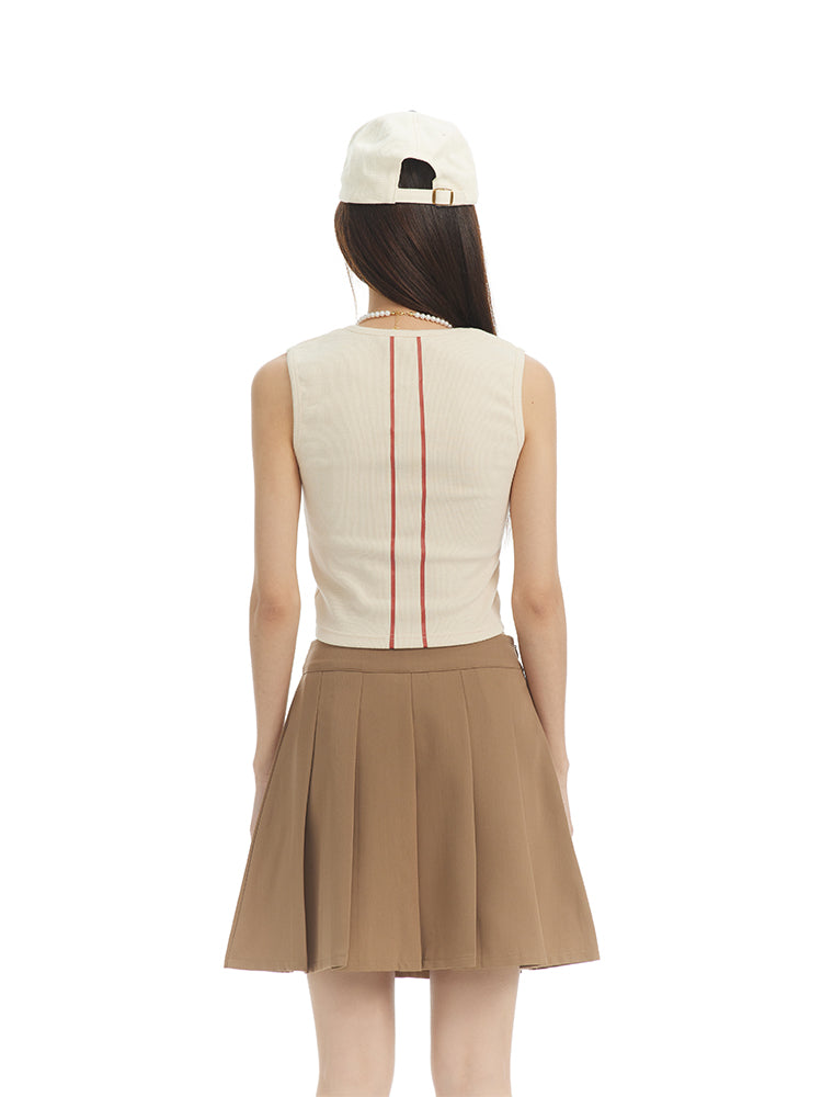 민소매 캐주얼 라인 로고 탱크 탑