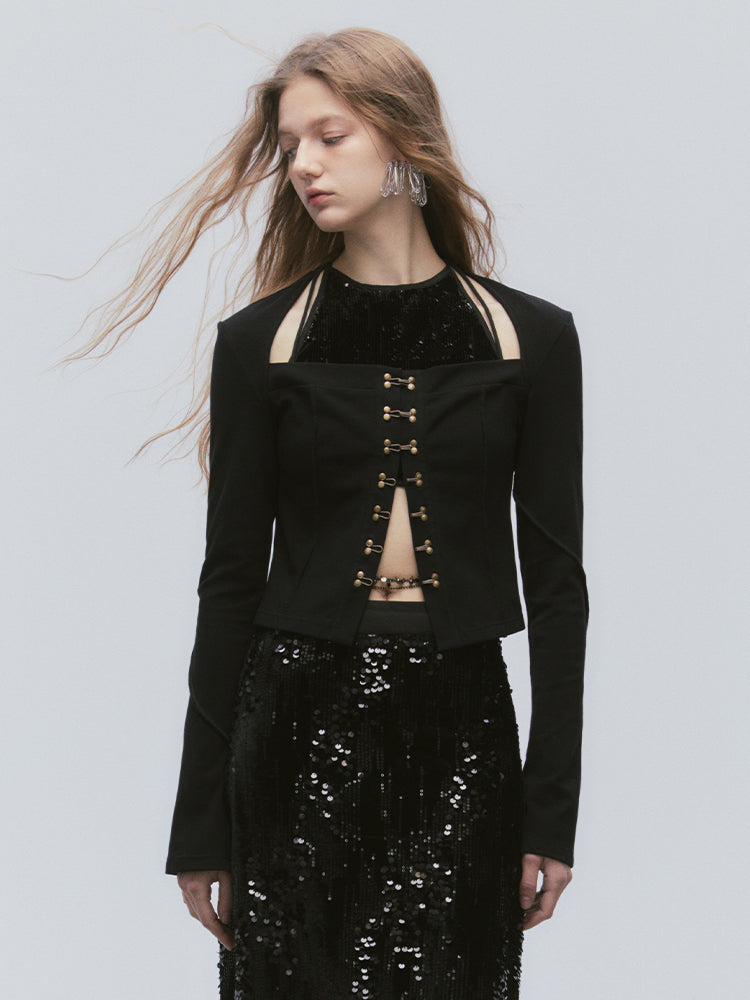 Nichi-Button Slim Vintage Retro Tops