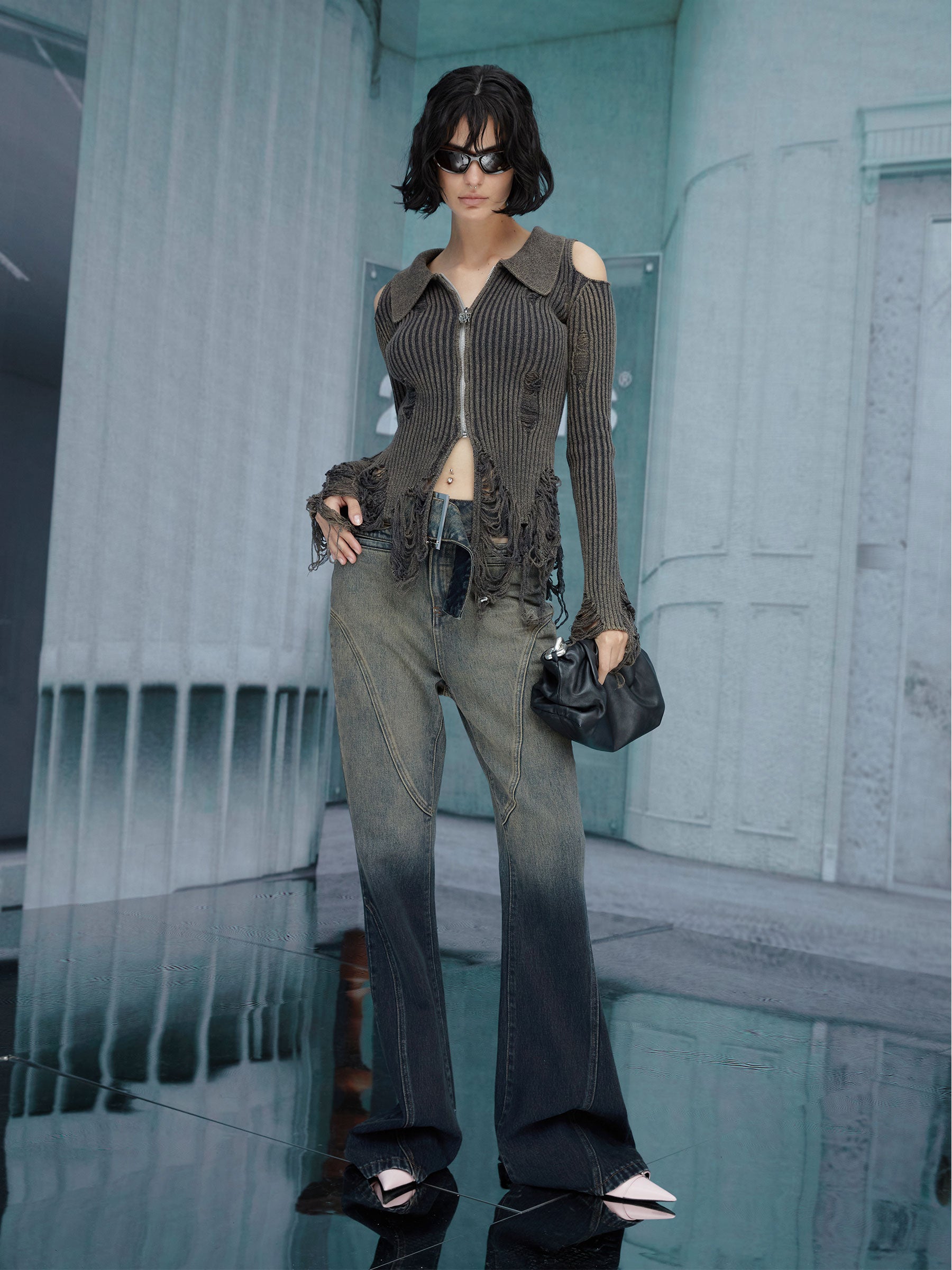 DAMAGE TASSEL NICHI OPEN-SHOUDER TOPS & SKIRT