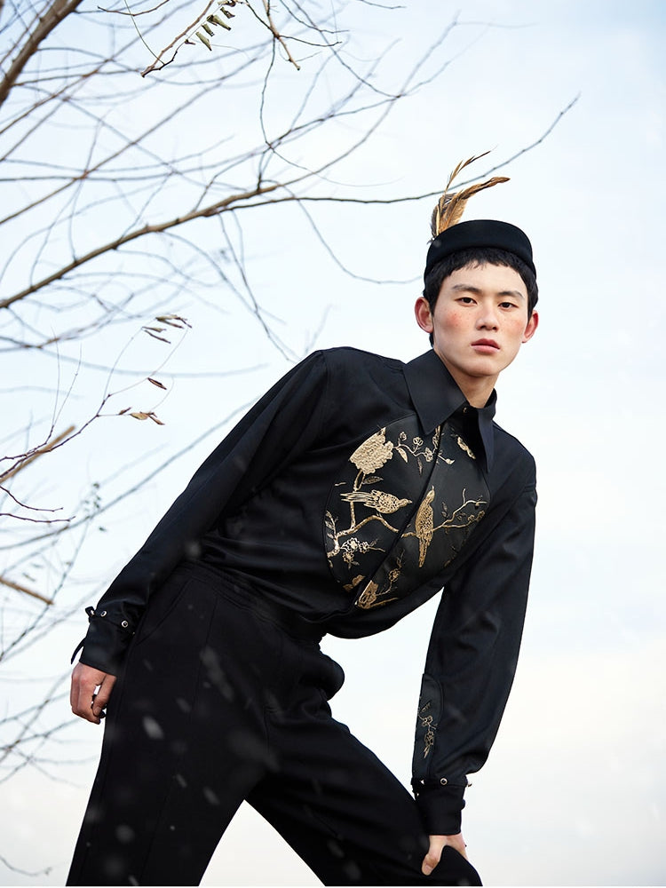 Embroidery CHINA maocollar Retro Tops