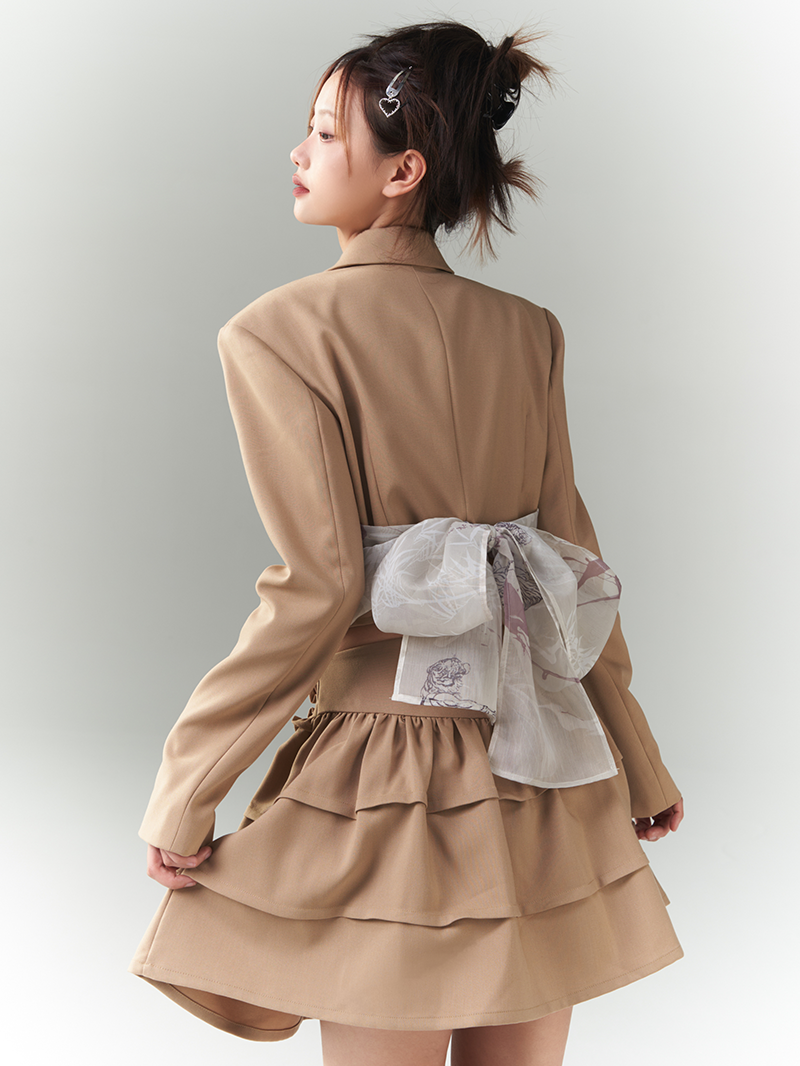 Back-Ribbon 2WAY NICHI FRILL TIERED JACKET & SKIRT