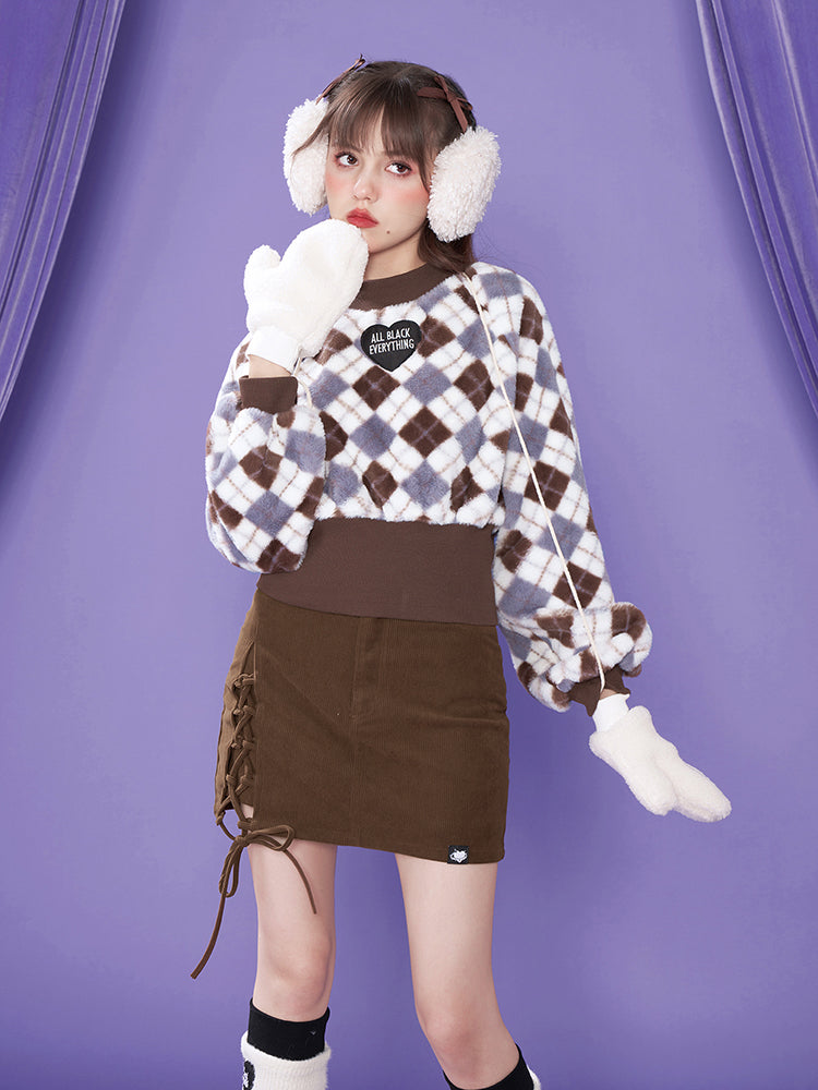 Argyle Retro Boa Pullover