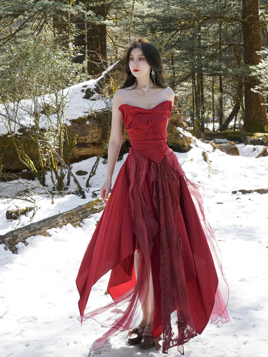 Kleid elegamt Spitze flauschig Ciffon Tops & Rock