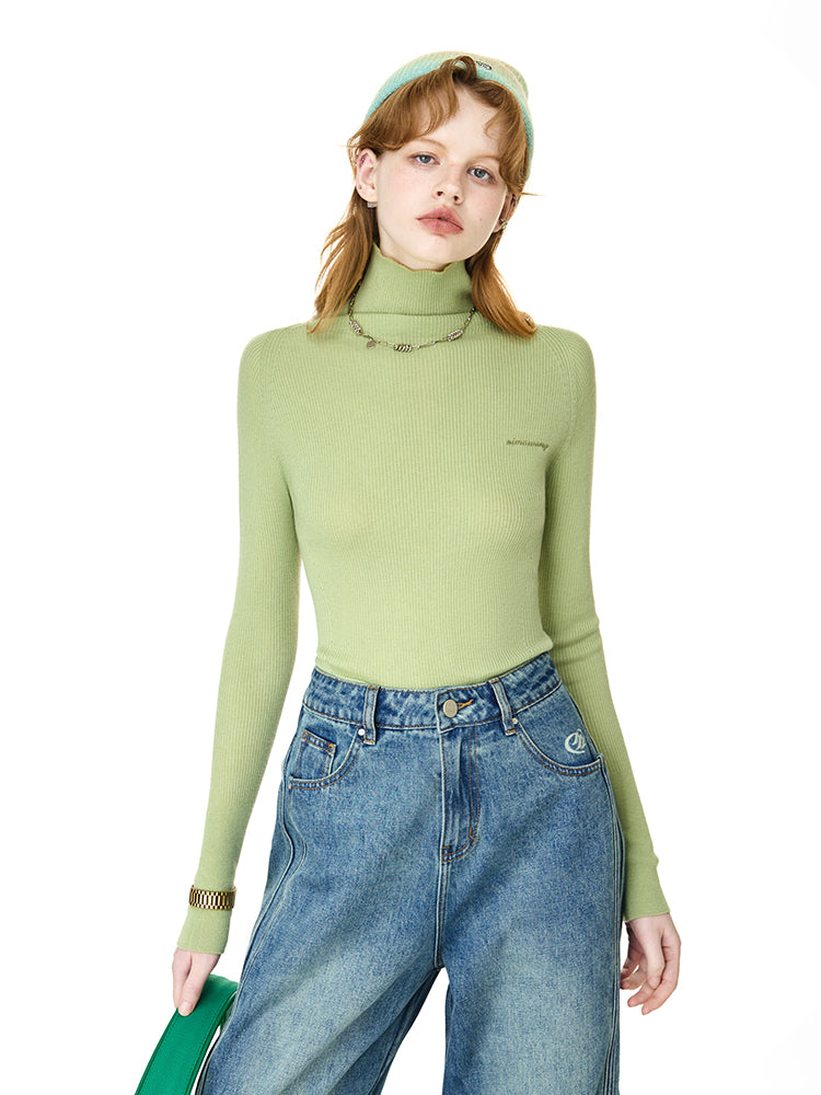 Plain High-Neck Simple Knit