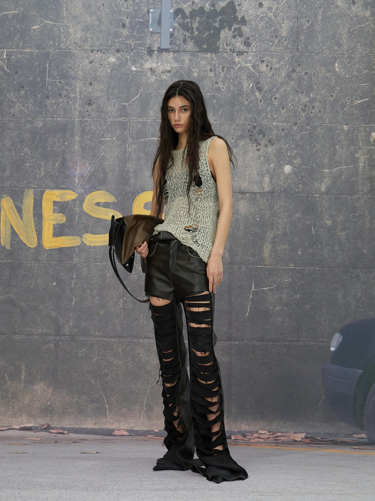 Glossy Mesh Sleevels Damage Tops