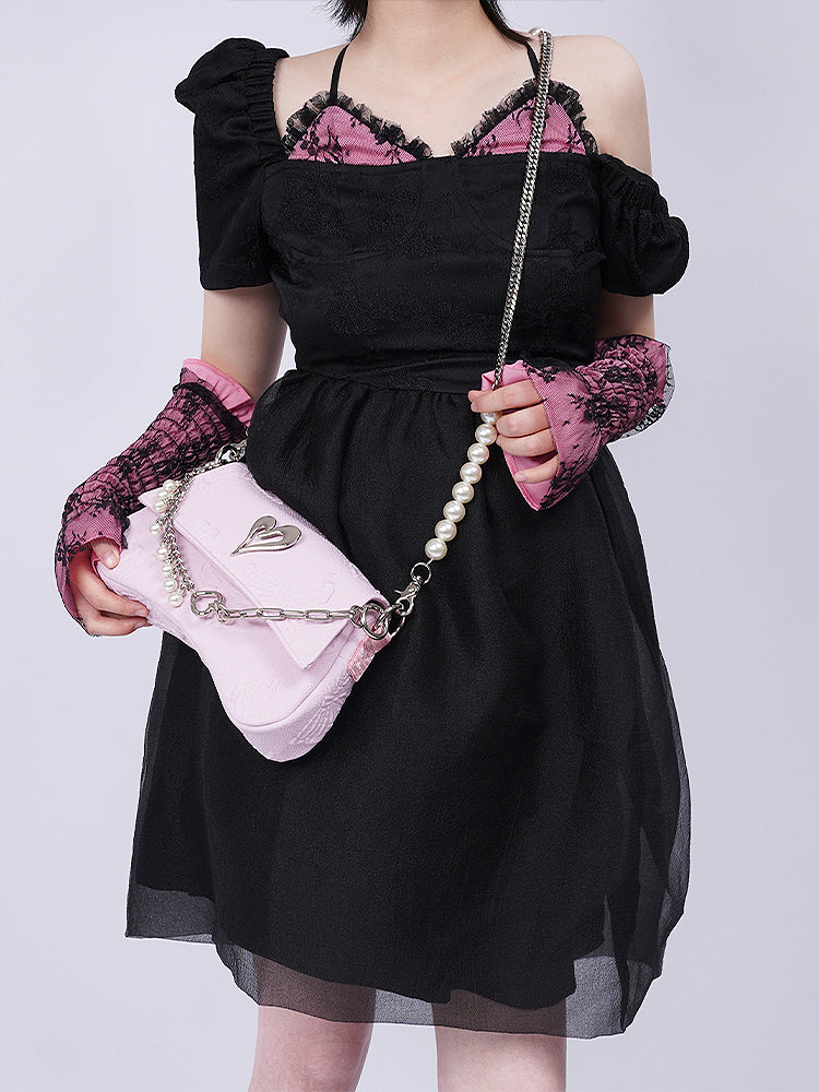 Compact 2way Drawstring Heart Bag