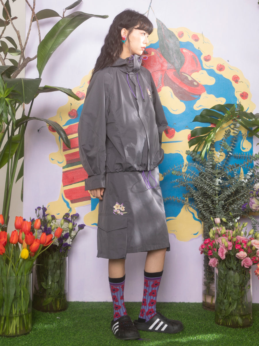 Stickerei Draw String Casual Sporty Parka & Rock