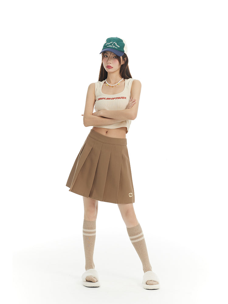 민소매 캐주얼 라인 로고 탱크 탑