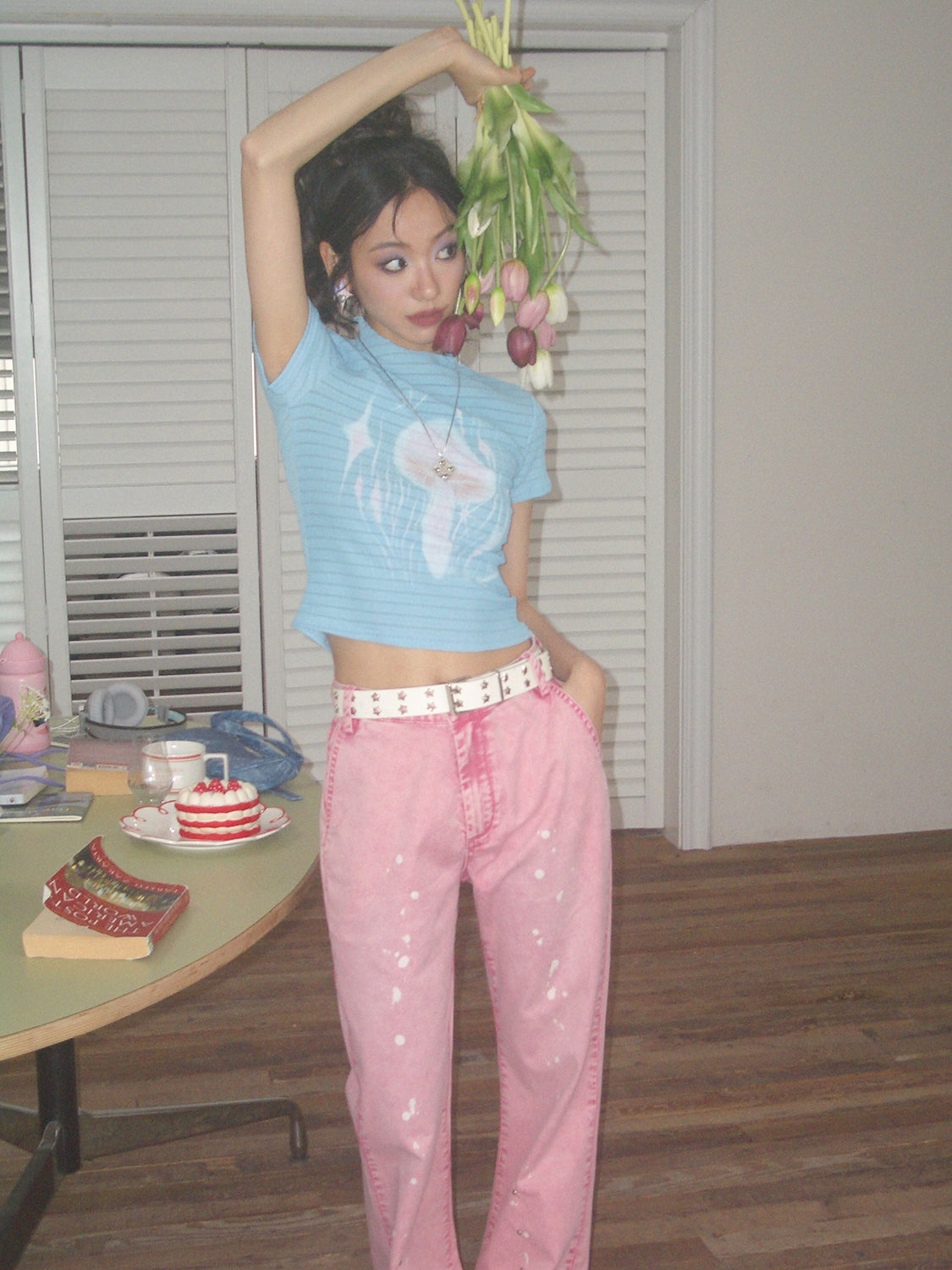 버섯 니치 캐주얼 슬림 티셔츠