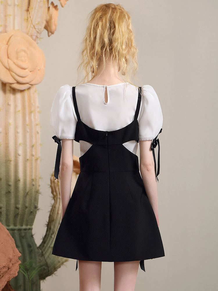 Ribbon Docking Nichi Monotone Short A-line One-piece