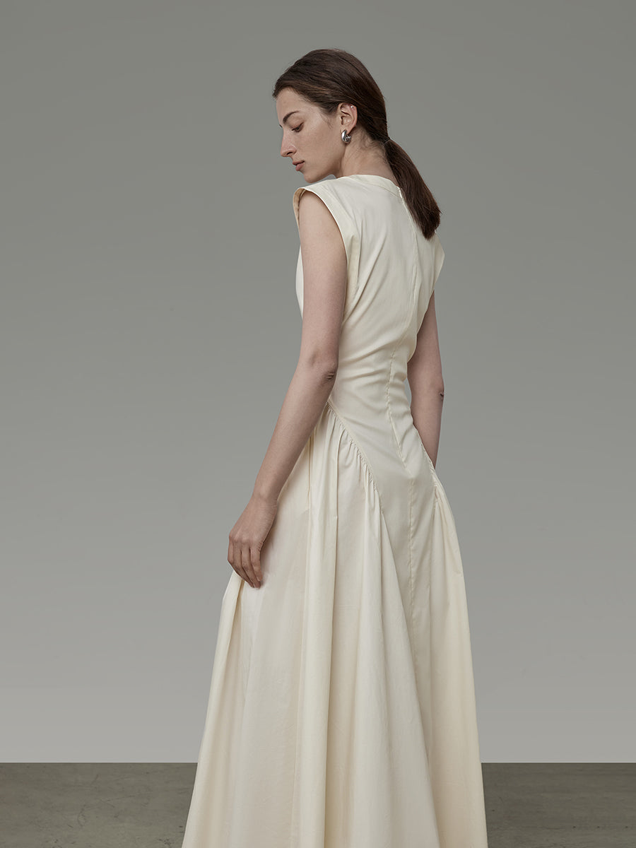 Flare Classy Chic Sleeveress V-Cut Long-ONE-PIECE