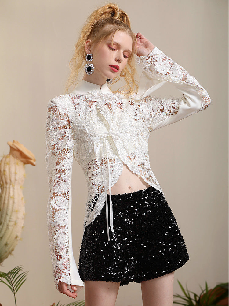 Lace Classic Sheer Feminine Blouse