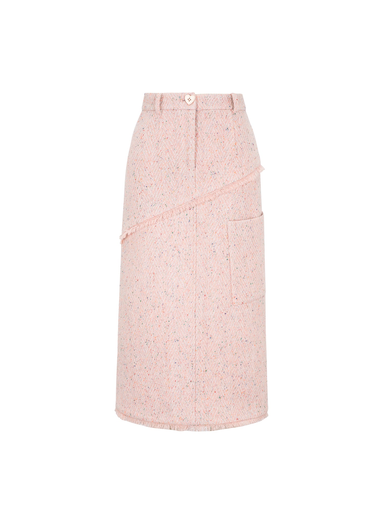 Tweed Tassel Floral Long Skirt
