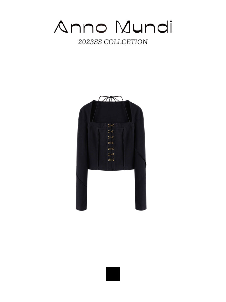 Nichi-Button Slim Vintage Retro Tops