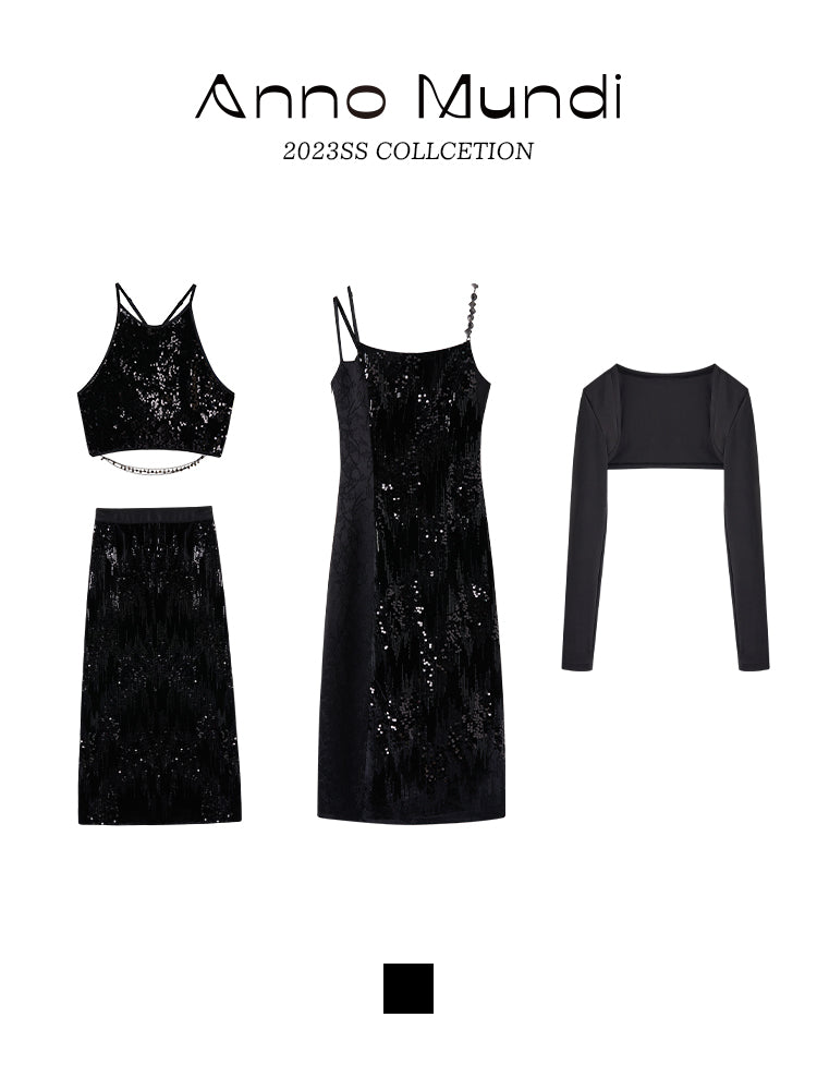 Chain Sequin Luster One-piece&Arm-cover