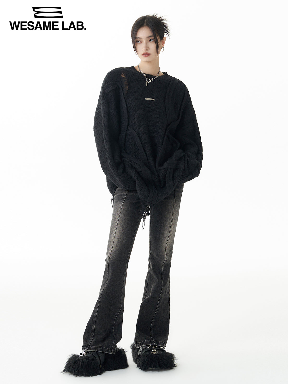 Oversize Damage Loose Knit