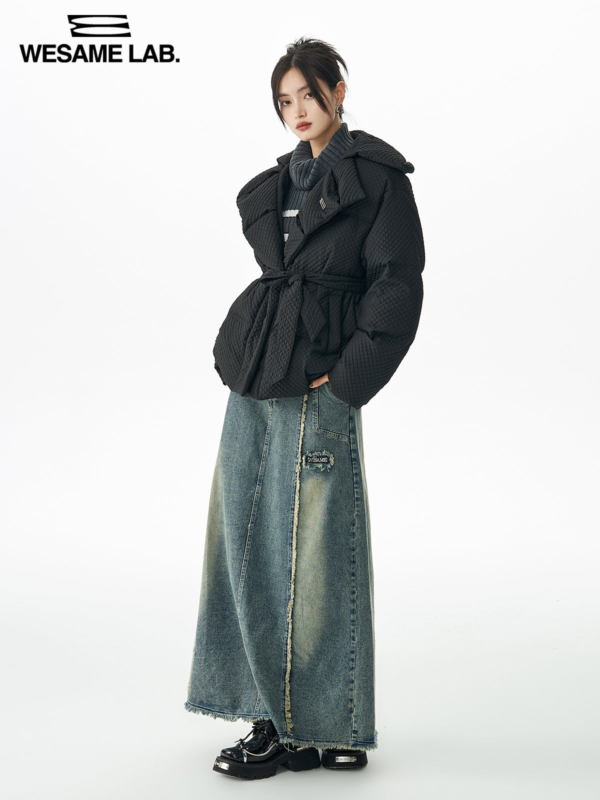 Stickst Stickränder kurzer Down-Jacket