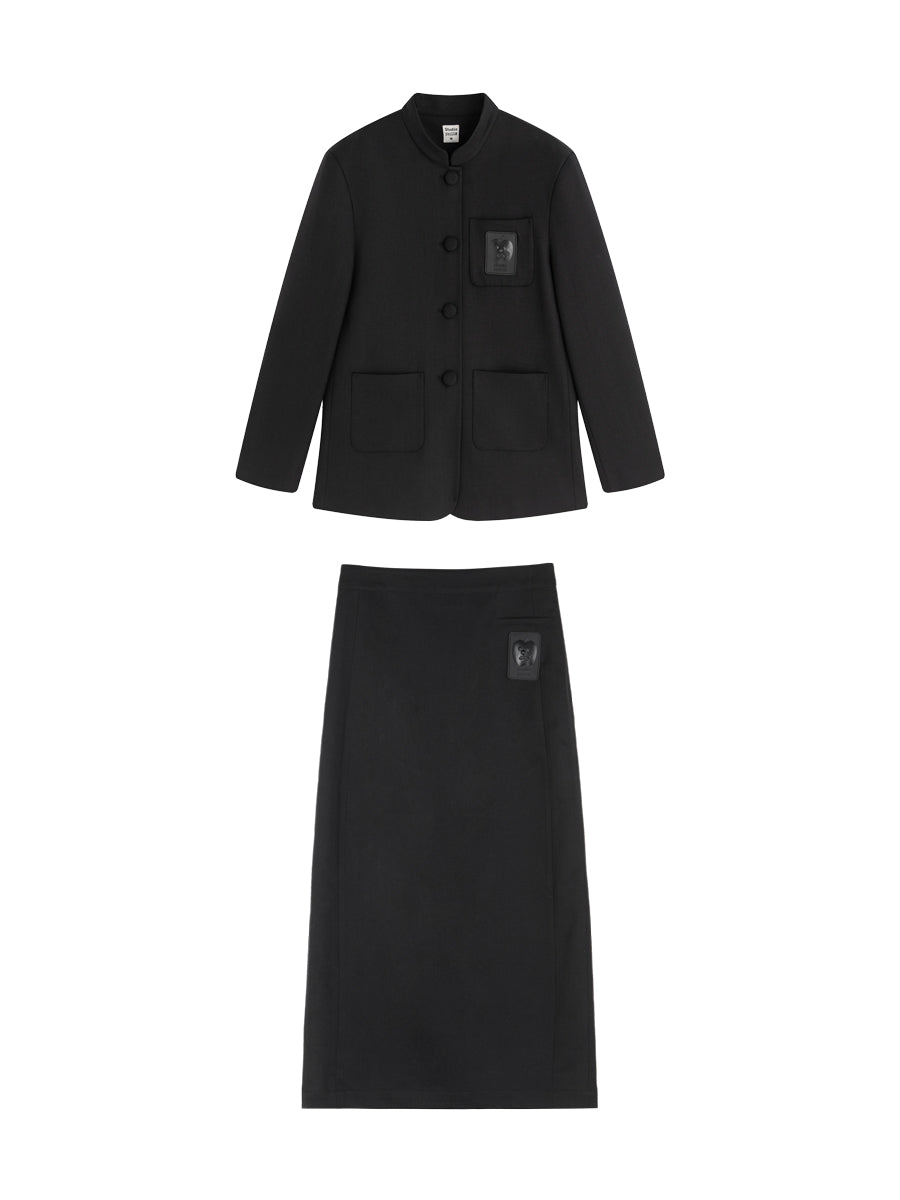 SIMPLE SUIT JACKET & LONG-SKIRT