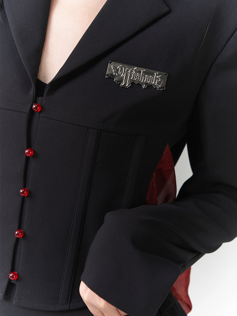 Back-Ribbon 2way Nichi Frill Stufeed Jacket & Rock