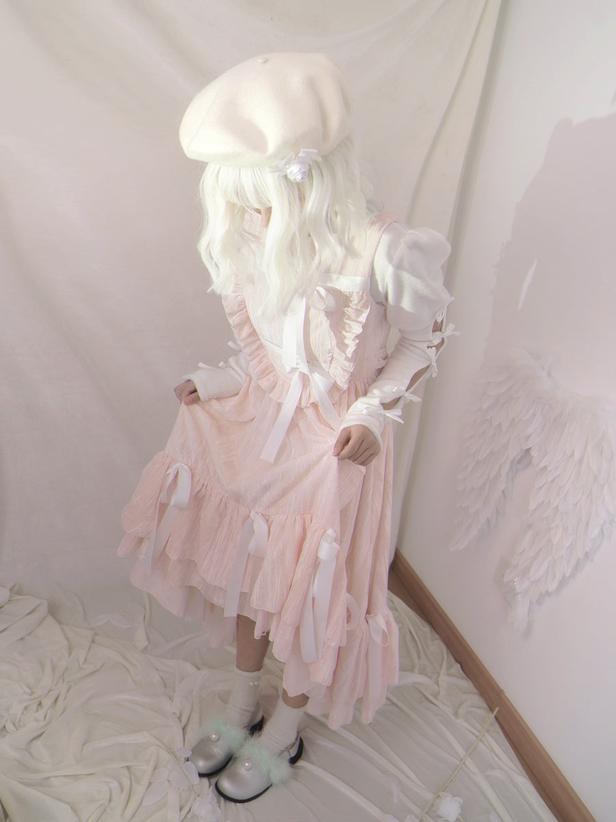 공주 고딕 리본 생선 꼬리 프릴 일체형