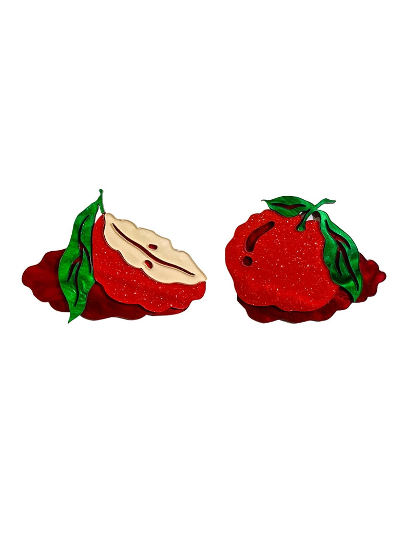 Apple Pattern Asymmetric Earrings