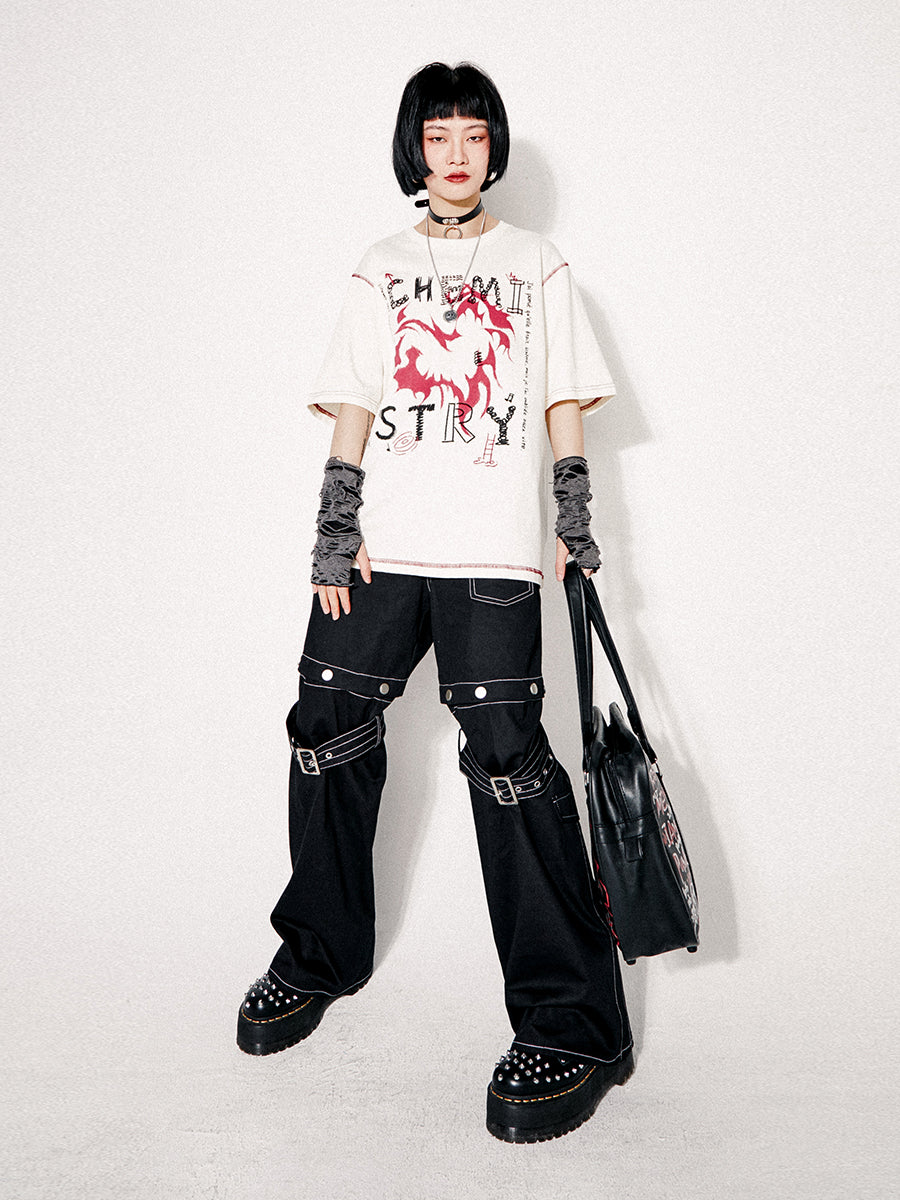 Stich lose Casual T-Shirt