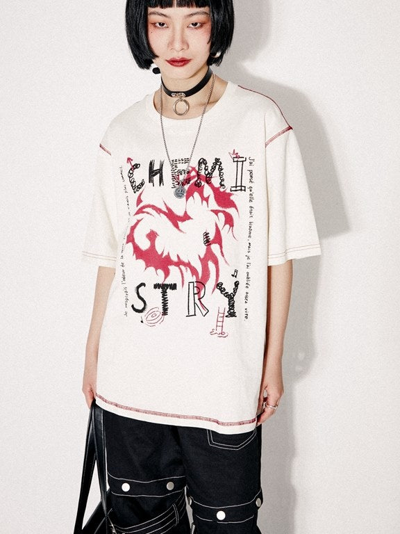 Stich lose Casual T-Shirt